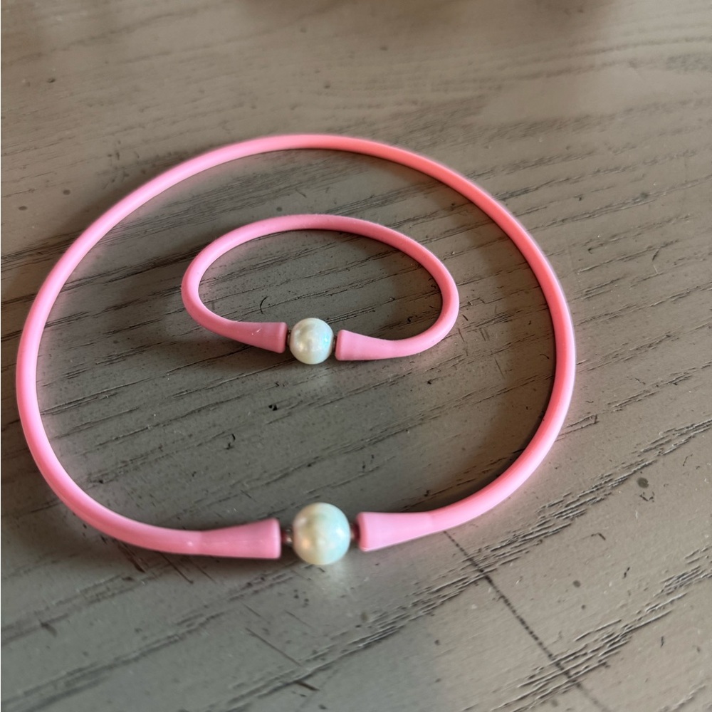 Pink pearl Necklace and Bracelet Set